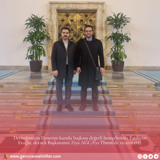 Derneğimizin Denetim kurulu başkanı değerli hemşehrimiz Fatihcan Eroğlu, dernek Başkanımız Ziya AĞCA'yı Tbmm'de ziyaret etti