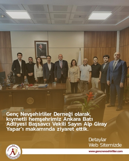 Ankara Batı Adliyesi Başsavcı Vekili Sayın Alp Giray Yapar’ı makamında ziyaret ettik.
